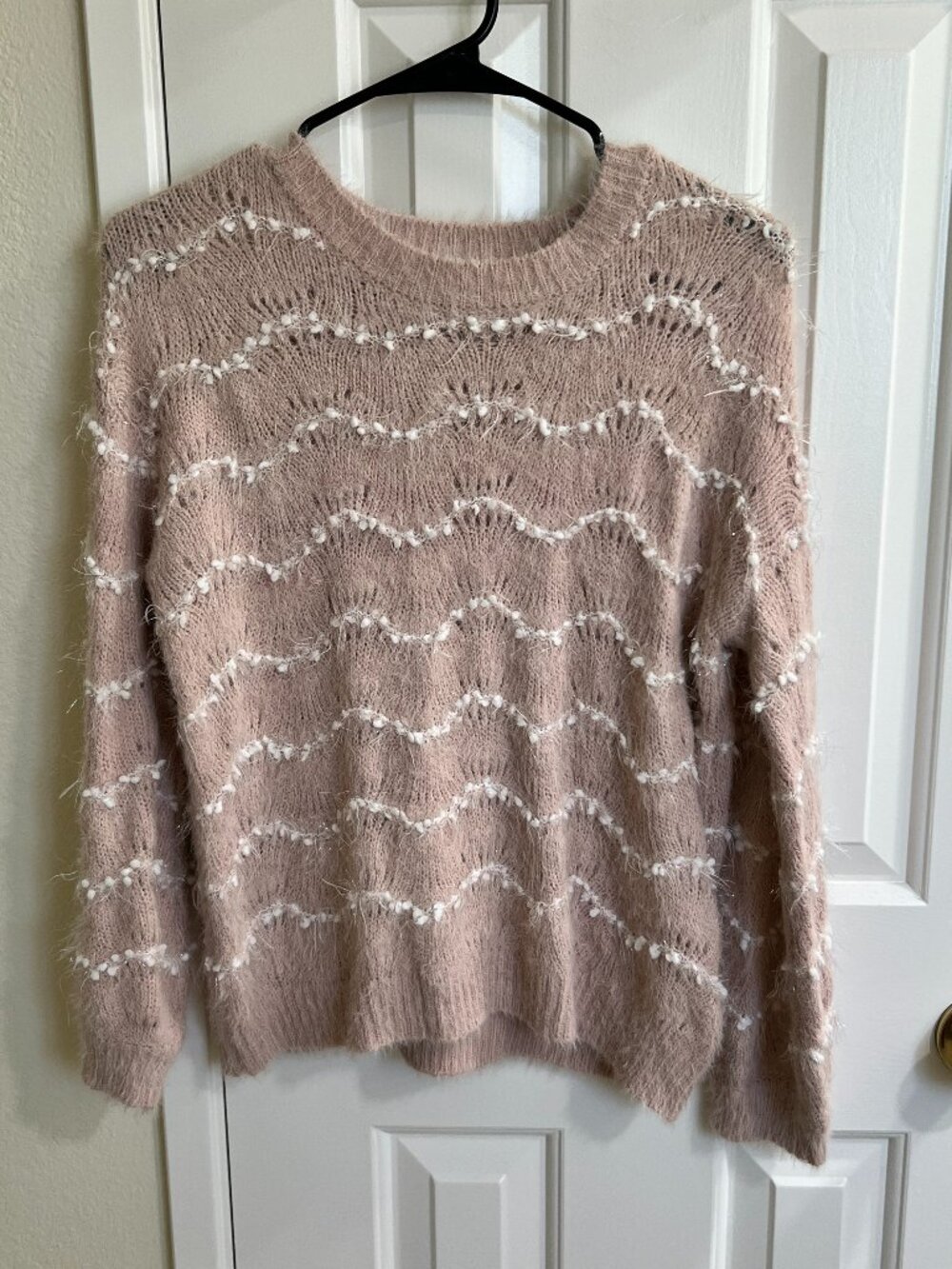 Heartloom Women Wavy Stripe Sweater, Dusty Rose Pink, Size XS
